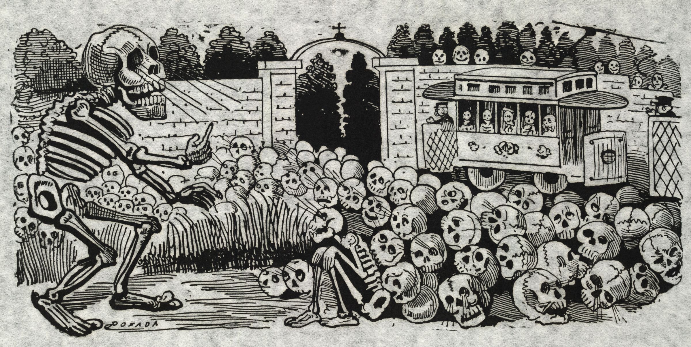 José Guadalupe Posada’s “Gran calavera eléctrica” (Grand electric skull), c.1910 &copy; Public Domain | Library of Congress