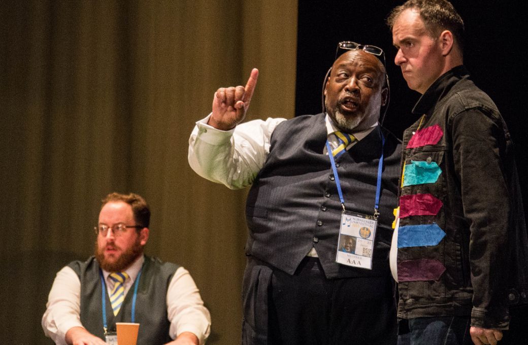 Keel Watson as Hans Sachs in <i>Die Meistersinger</i>, Fulham Opera 2019 © Matthew Coughlan