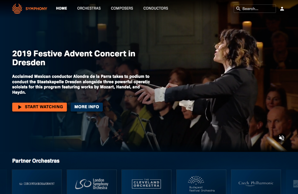 Symphony.live homepage &copy; Symphony Media
