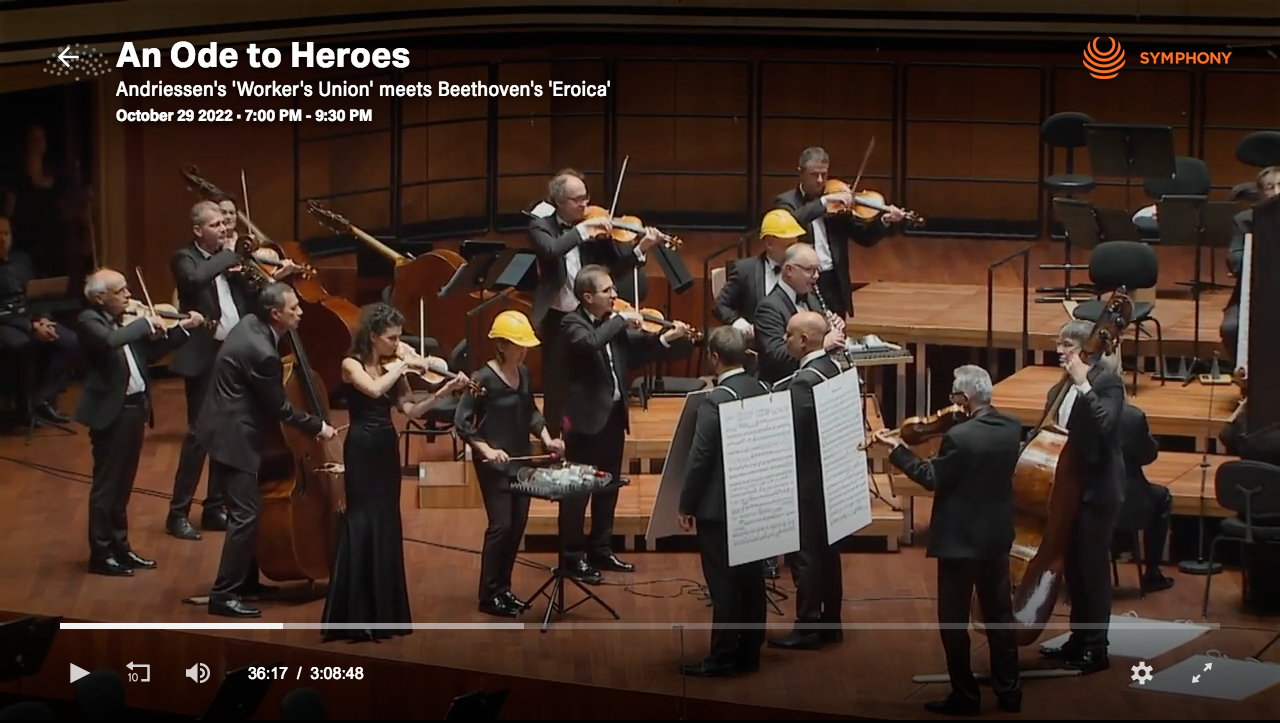 Budapest Festival Orchestra performing Andriessen’s <i>Workers Union</i> &copy; Symphony Media