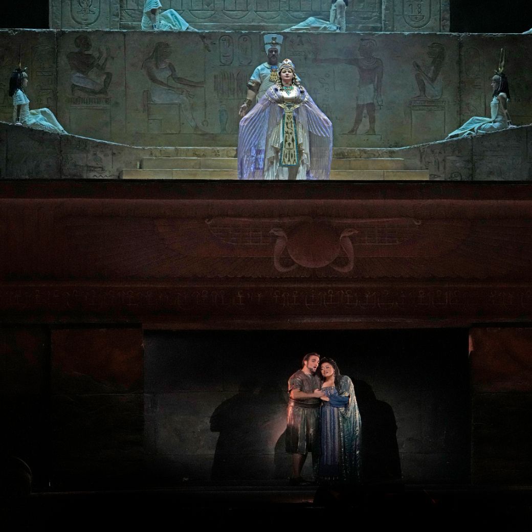 Christian Van Horn (Ramfis), Olesya Petrova (Amneris), Brian Jagde (Radamès) and Michelle Bradley © Ken Howard | Met Opera