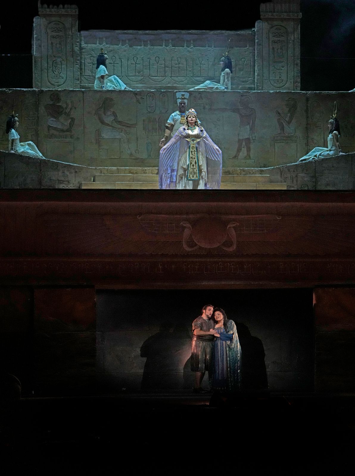 Christian Van Horn (Ramfis), Olesya Petrova (Amneris), Brian Jagde (Radamès) and Michelle Bradley © Ken Howard | Met Opera