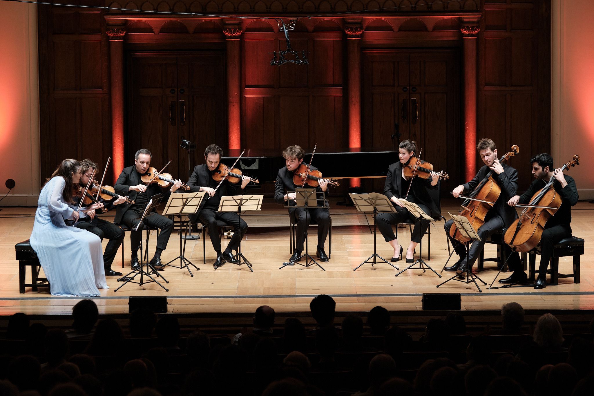 Janine Jansen, Alexander Sitkovetsky, Timothy Ridout, Kian Soltani and Quatuor Ébène © Russell Duncan