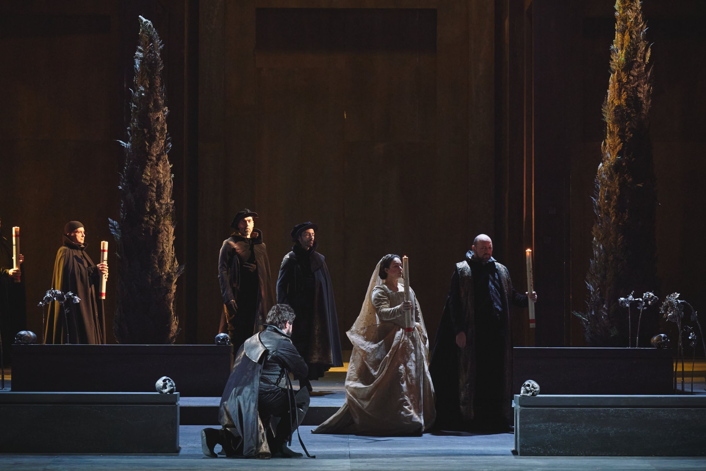 Roman Burdenko (Posa), Eleanora Buratto (Elisabetta) and Mikhail Petrenko (Filippo) © Michele Monasta | Maggio Musicale Fiorentino