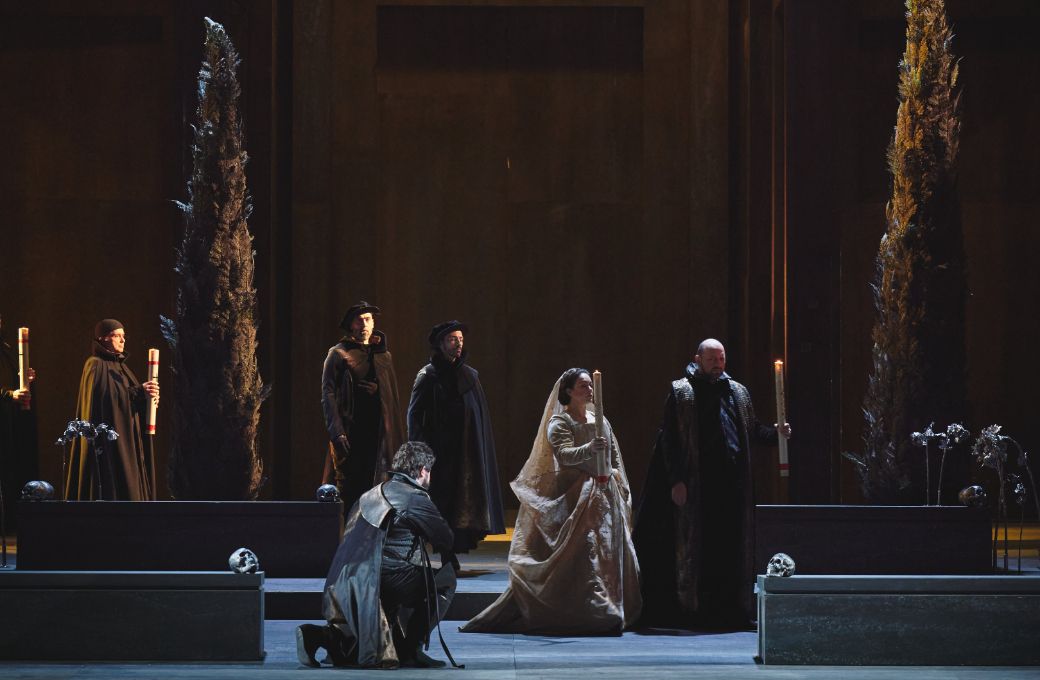 Roman Burdenko (Posa), Eleanora Buratto (Elisabetta) and Mikhail Petrenko (Filippo) © Michele Monasta | Maggio Musicale Fiorentino