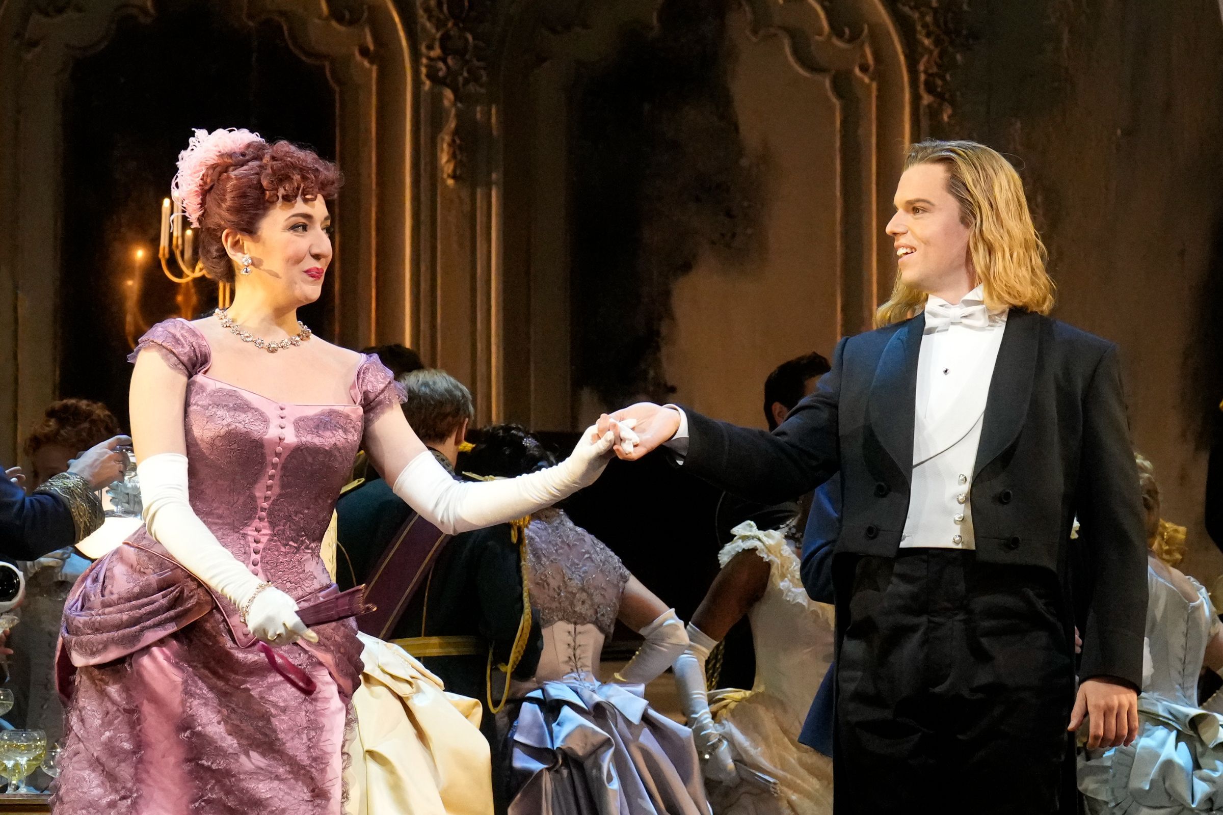 Rosa Feola (Olga) and Bryan Wagorn (Lazinski) &copy; Ken Koward | Met Opera