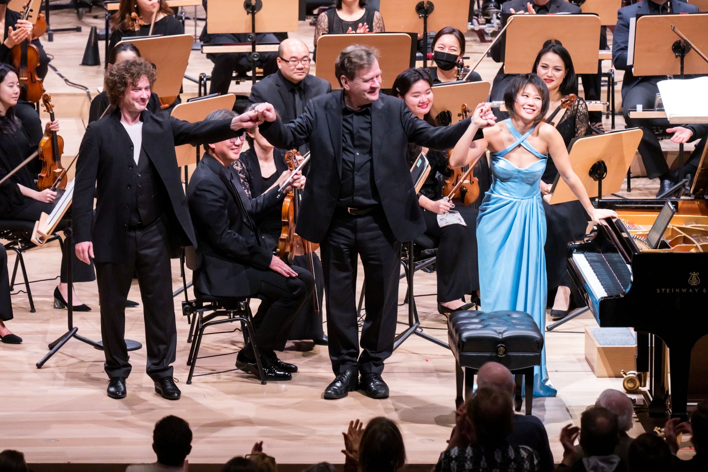 Santtu-Matias Rouvali, Magnus Lindberg and Yuja Wang © Chris Lee