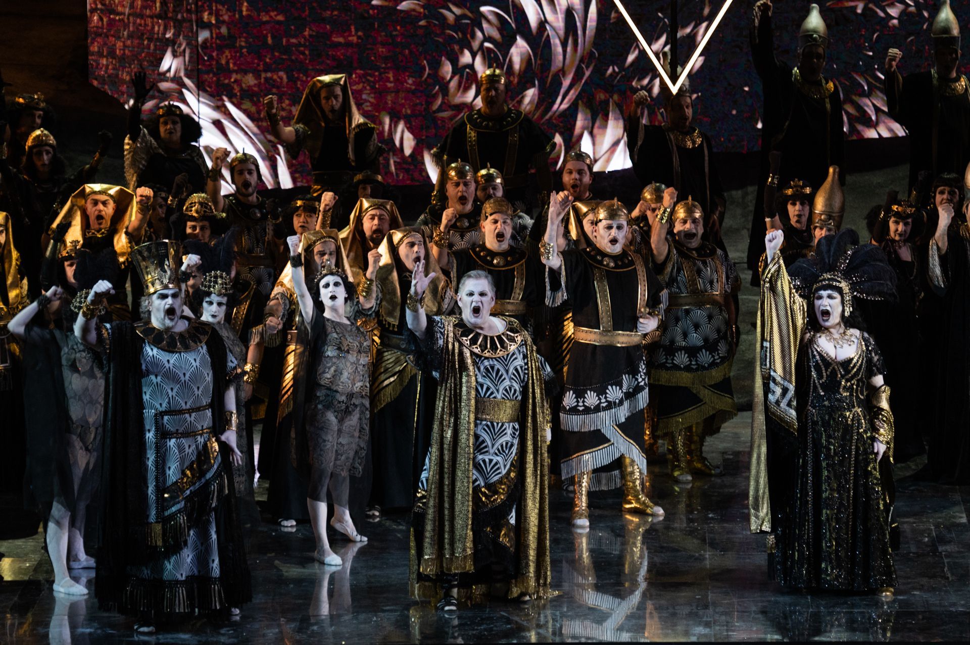 Riccardo Zanellato (Ramfis), Gregory Kunde (Radamès) and Ekaterina Semenchuk (Amneris) © Fabrizio Sansoni | Teatro dell’Opera di Roma