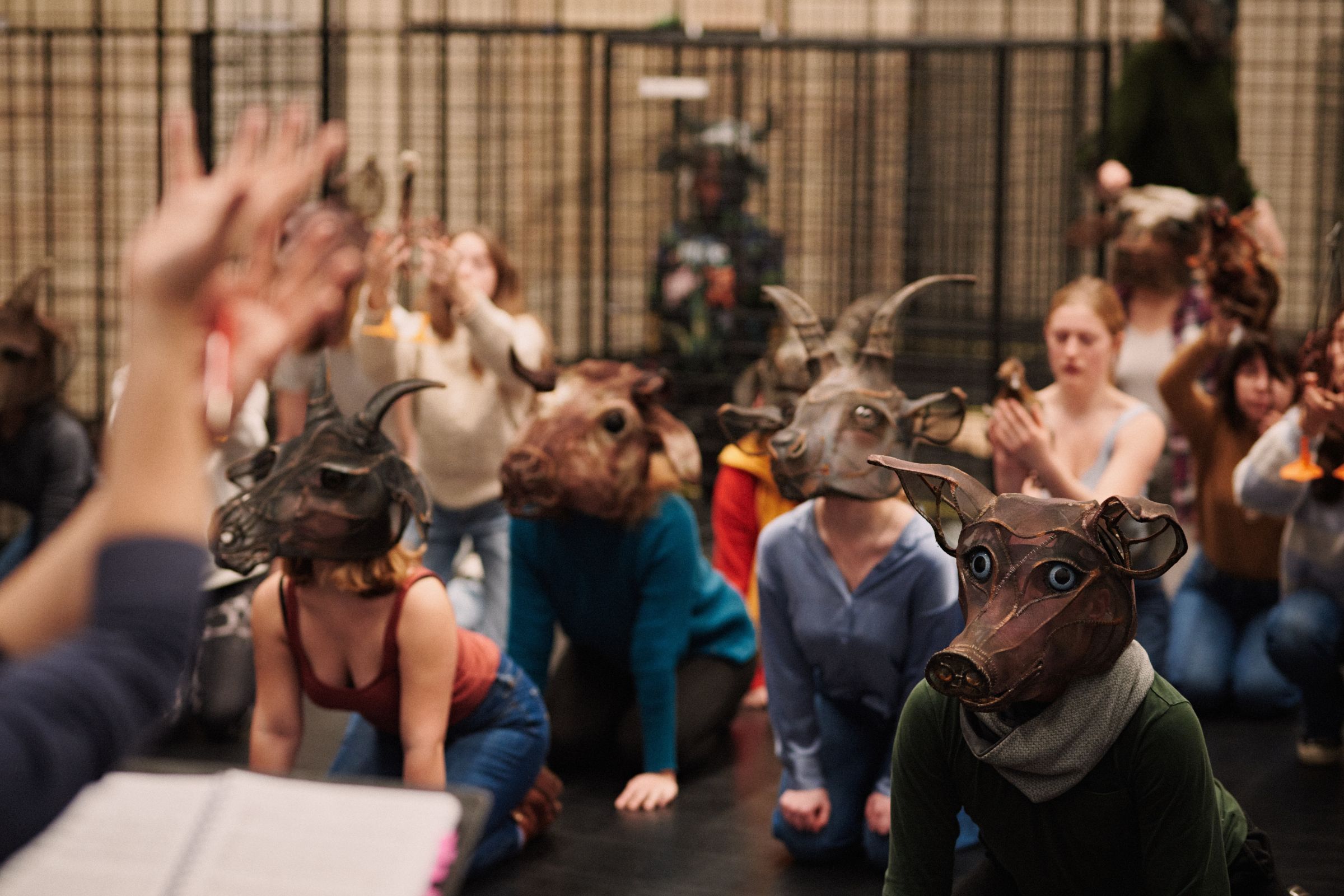 Chorus rehearsing in <i>Animal Farm</i> &copy; Milagro Elstak