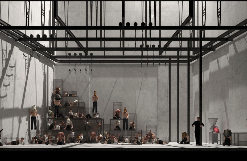 Set design by Paolo Fantin for <i>Animal Farm</i> opening scenes &copy; Paolo Fantin