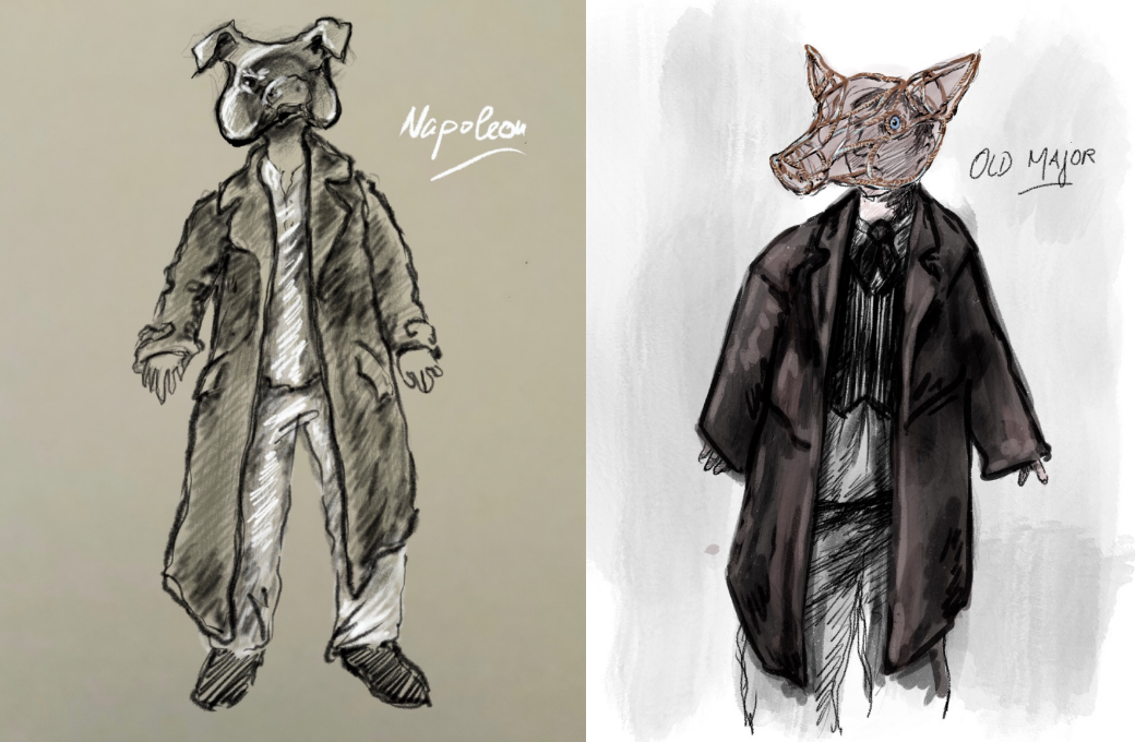 Costume designs by Klaus Bruns for Napoleon and Old Major &copy; Klaus Bruns