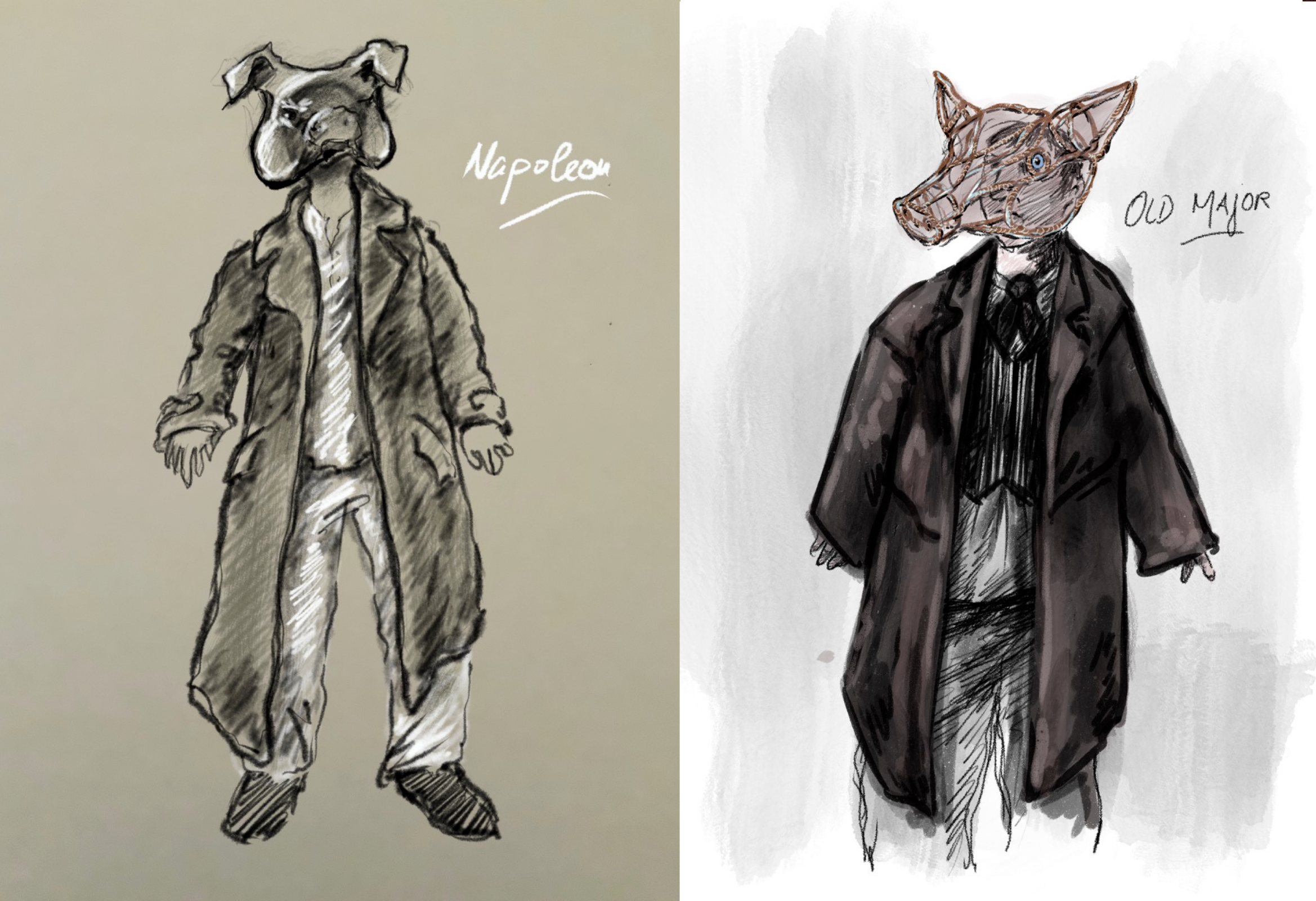 Costume designs by Klaus Bruns for Napoleon and Old Major &copy; Klaus Bruns