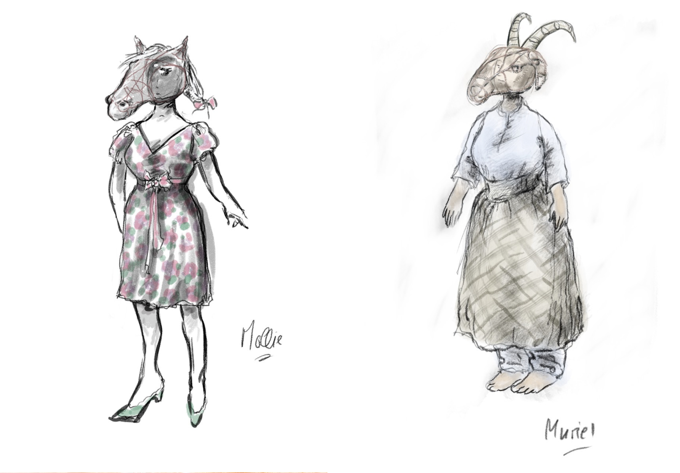 Costume designs for Mollie and Muriel &copy; Klaus Bruns