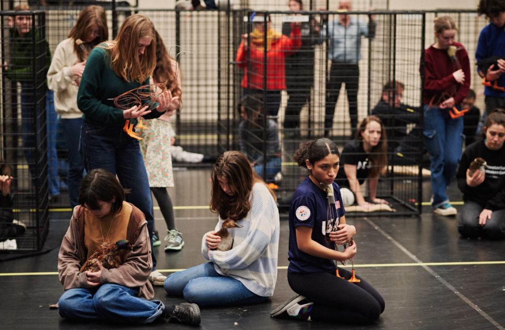 The children&rsquo;s chorus cradles smaller prop animals &copy; Milagro Elstak