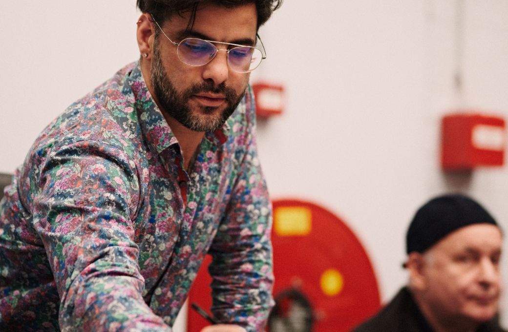 Bassem Akiki (musical director) with Alexander Raskatov (composer) in the background &copy; Milagro Elstak