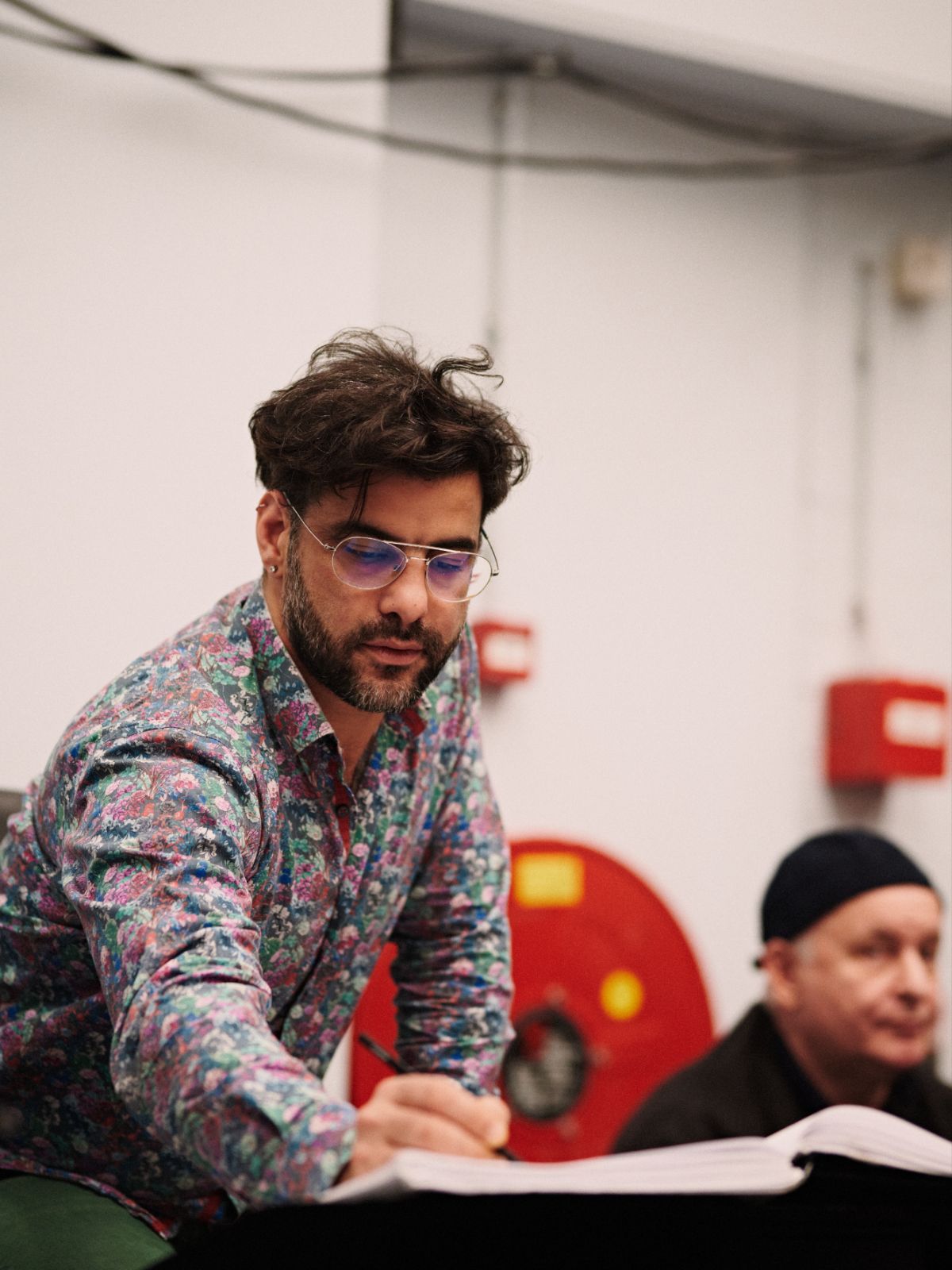 Bassem Akiki (musical director) with Alexander Raskatov (composer) in the background &copy; Milagro Elstak