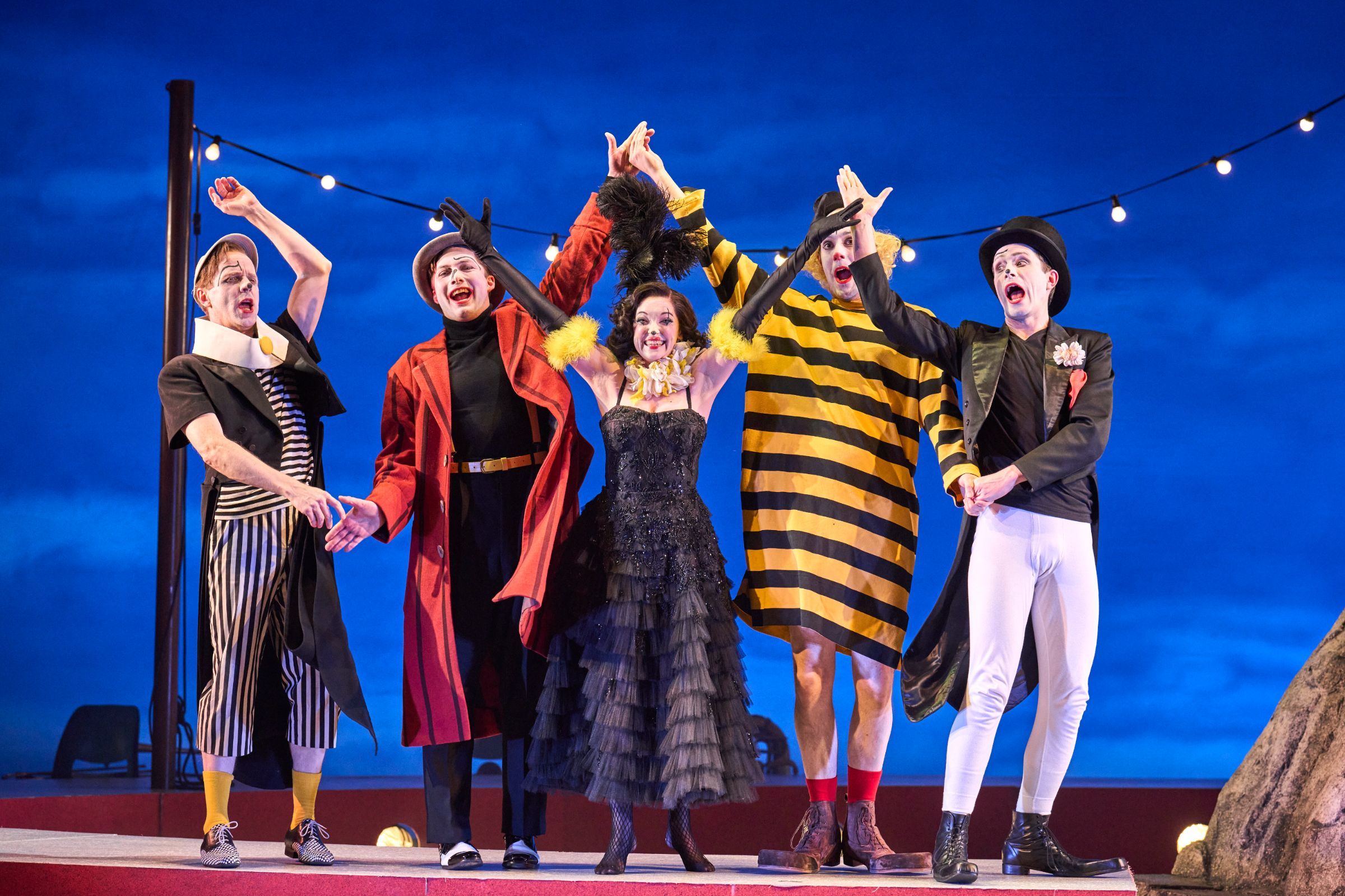 Adrian Dwyer, Dominic Sedgwick, Jennifer France, John Savournin and Alex Banfield (commedia troupe) &copy; Richard Hubert Smith