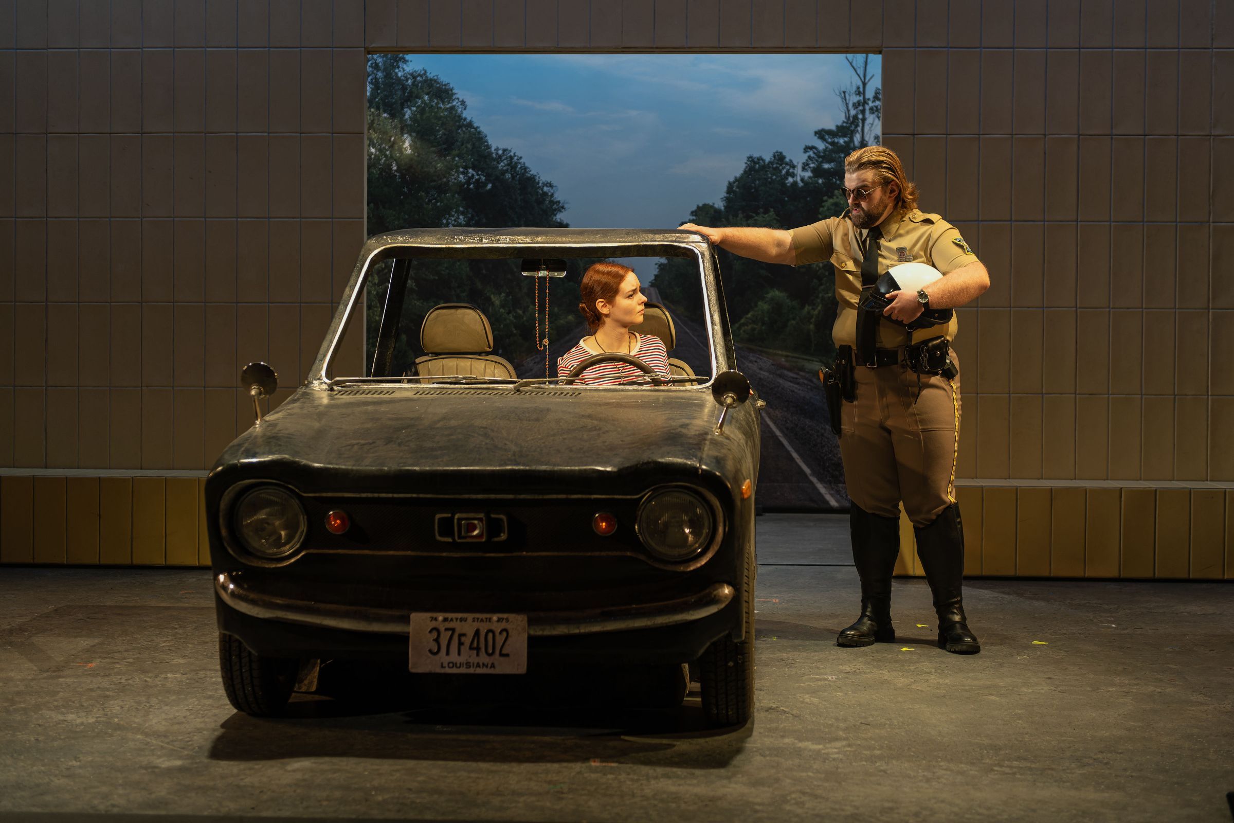 Alexandra Meier (Sister Helen) and Jack Dolan (Motorcycle Cop) &copy; David Monteith