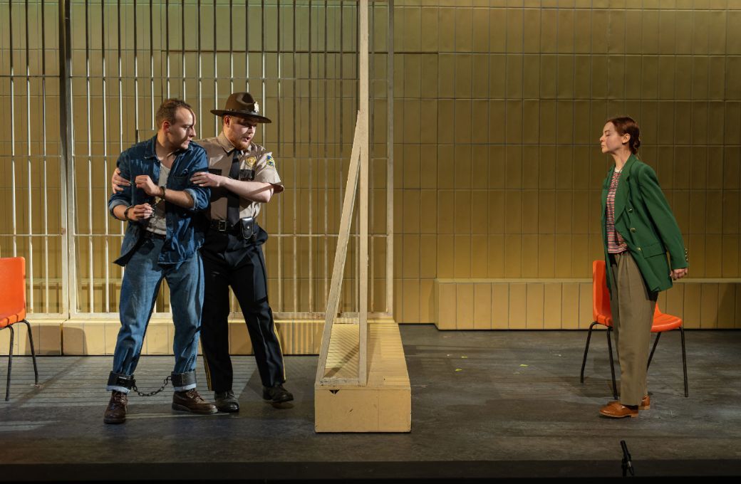 Michael Lafferty-Smith (Joseph), Emyr Lloyd Jones (Guard) and Alexandra Meier (Sister Helen) &copy; David Monteith