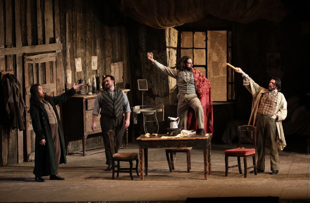 Jongmin Park (Colline), Freddie De Tommaso, Alessio Arduini (Schaunard) and Luca Micheletti &copy; Brescia &amp; Amisano | Teatro alla Scala