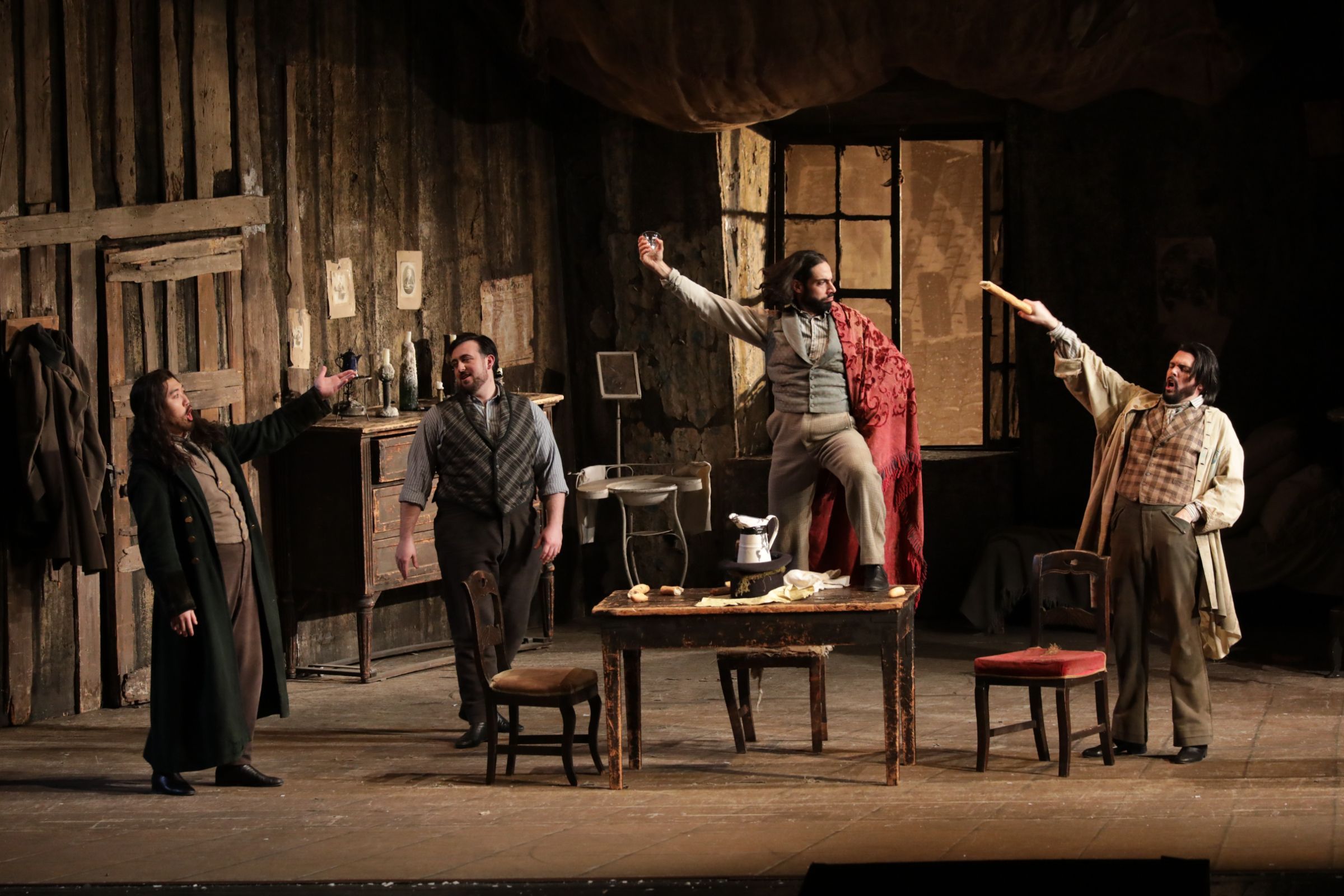 Jongmin Park (Colline), Freddie De Tommaso, Alessio Arduini (Schaunard) and Luca Micheletti &copy; Brescia &amp; Amisano | Teatro alla Scala
