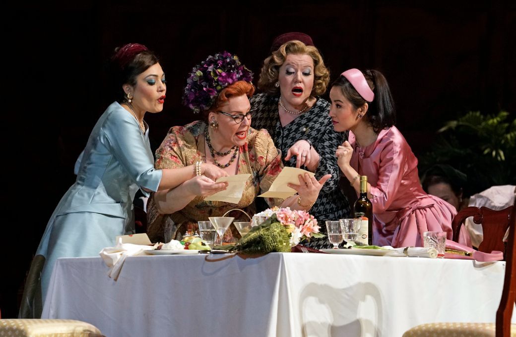 Ailyn P&eacute;rez (Alice), Marie-Nicole Lemieux, Jennifer Johnson Cano (Meg), Hera Hyesang Park (Nannetta) &copy; Karen Almond | Met Opera