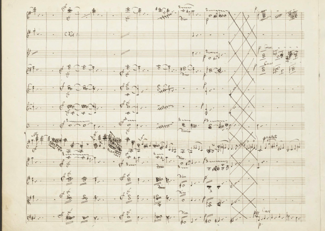 Autograph revisions and deletions in the first movement of Mendelssohn’s Violin Concerto © Biblioteka Jagiellońska, Kraków | IMSLP