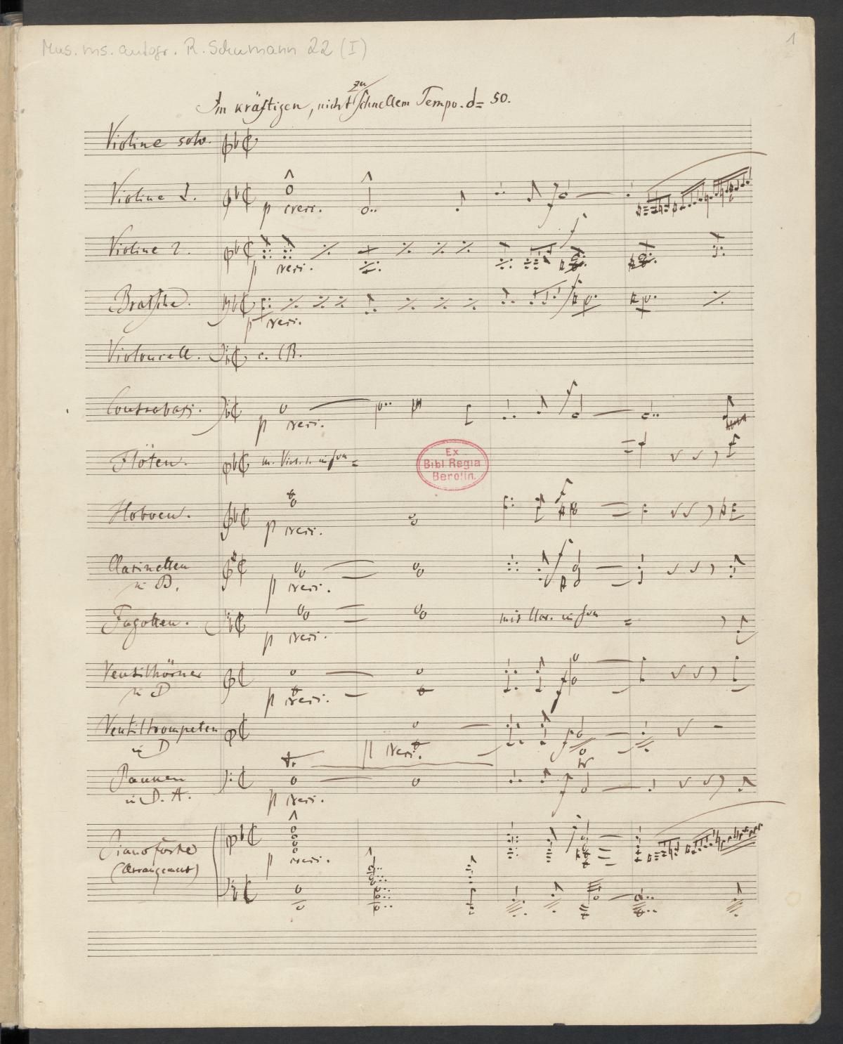 First page of the autograph of Schumann’s Violin Concerto © Staatsbibliothek zu Berlin