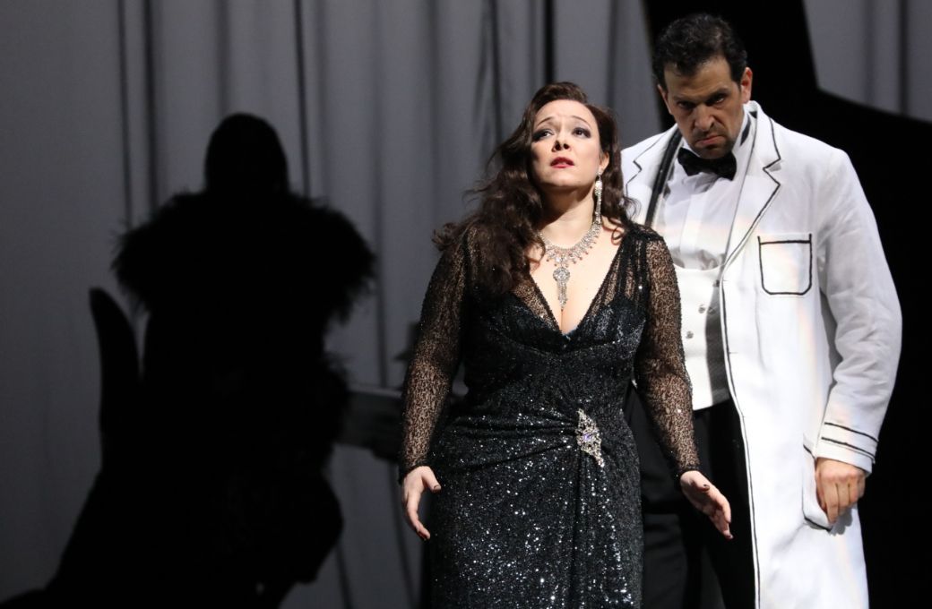 Eleonora Buratto (Antonia) and Luca Pisaroni (Dr Miracle) &copy; Brescia &amp; Amisano | Teatro alla Scala