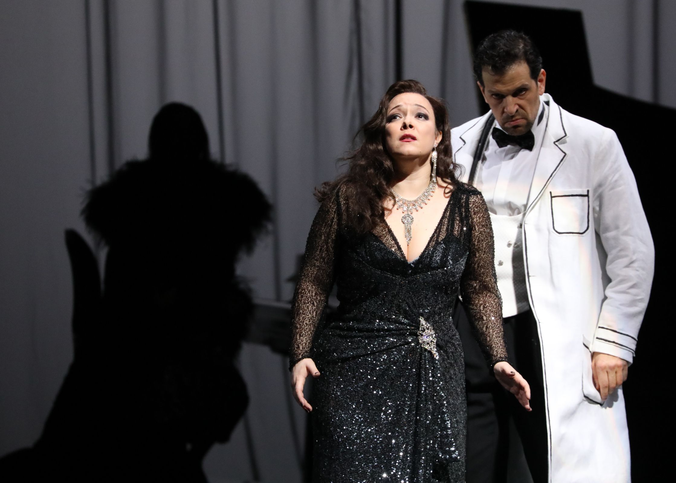 Eleonora Buratto (Antonia) and Luca Pisaroni (Dr Miracle) &copy; Brescia &amp; Amisano | Teatro alla Scala