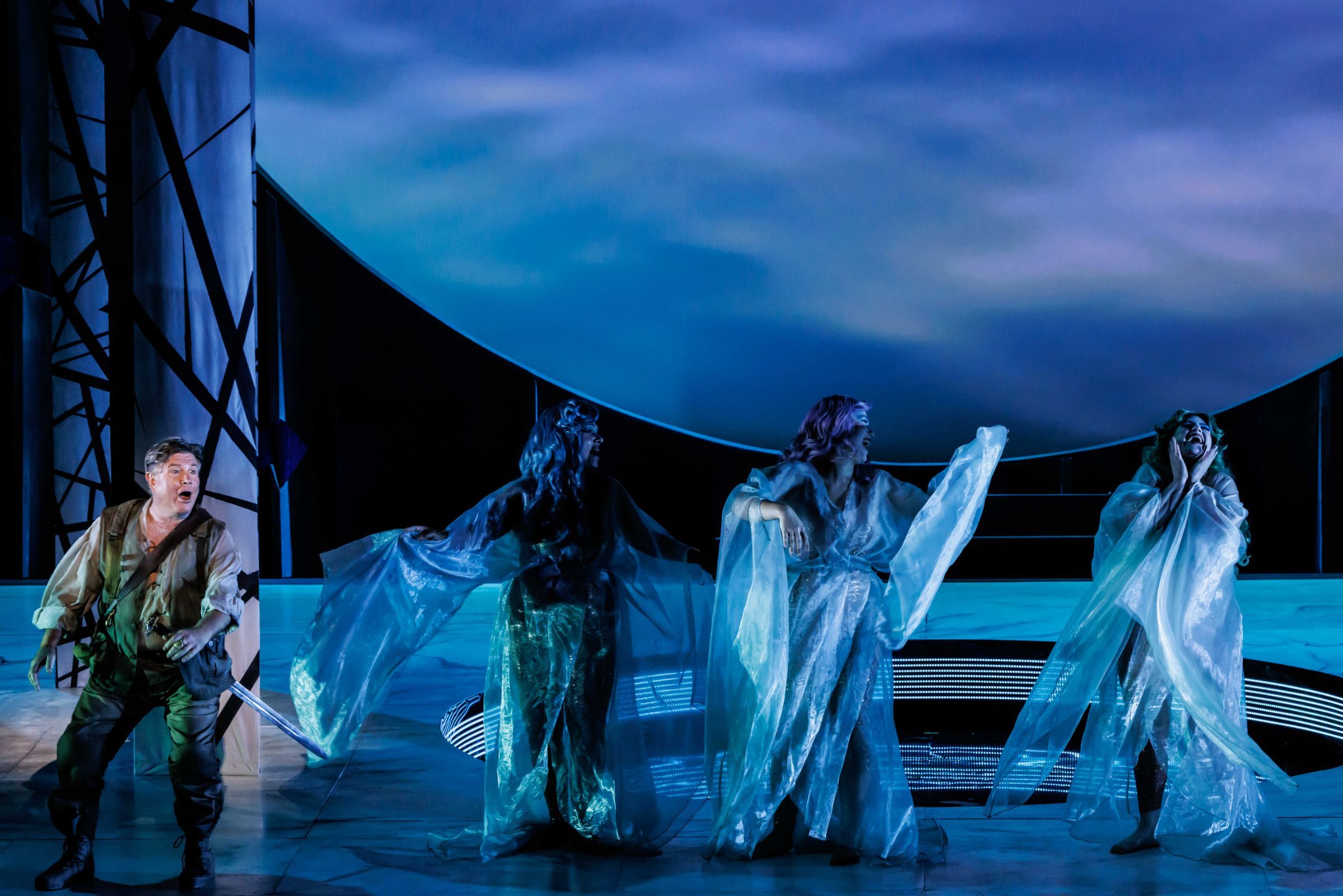 Bradley Daley (Siegfried) and Karen Van Spall, Naomi Flatman and Rebecca Rashleigh (Rhinemaidens) &copy; Robin Halls