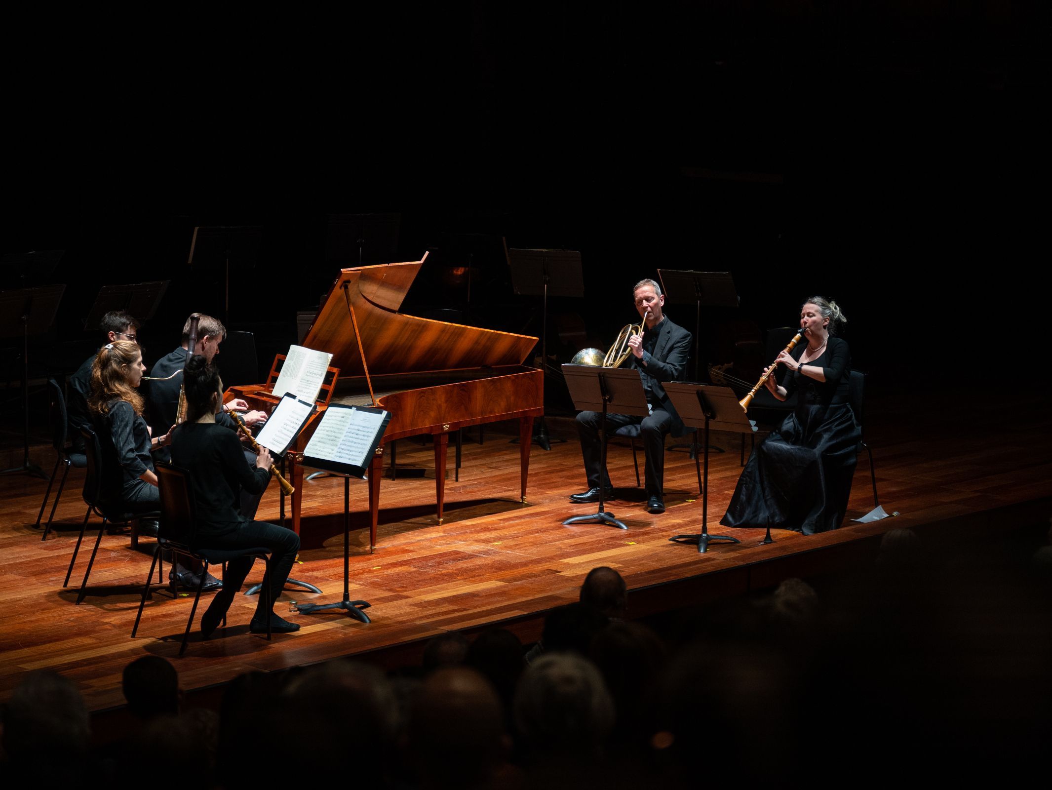 Kristian Bezuidenhout and the OAE wind soloists © Zen Grisdale (QEH)