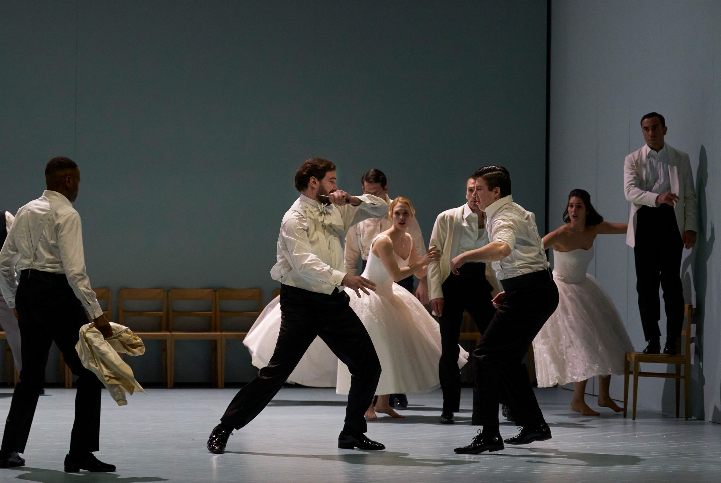 Omer Kobiljak (Tybalt) und Yuriy Hadzetskyy	(Mercutio) &copy; Herwig Prammer