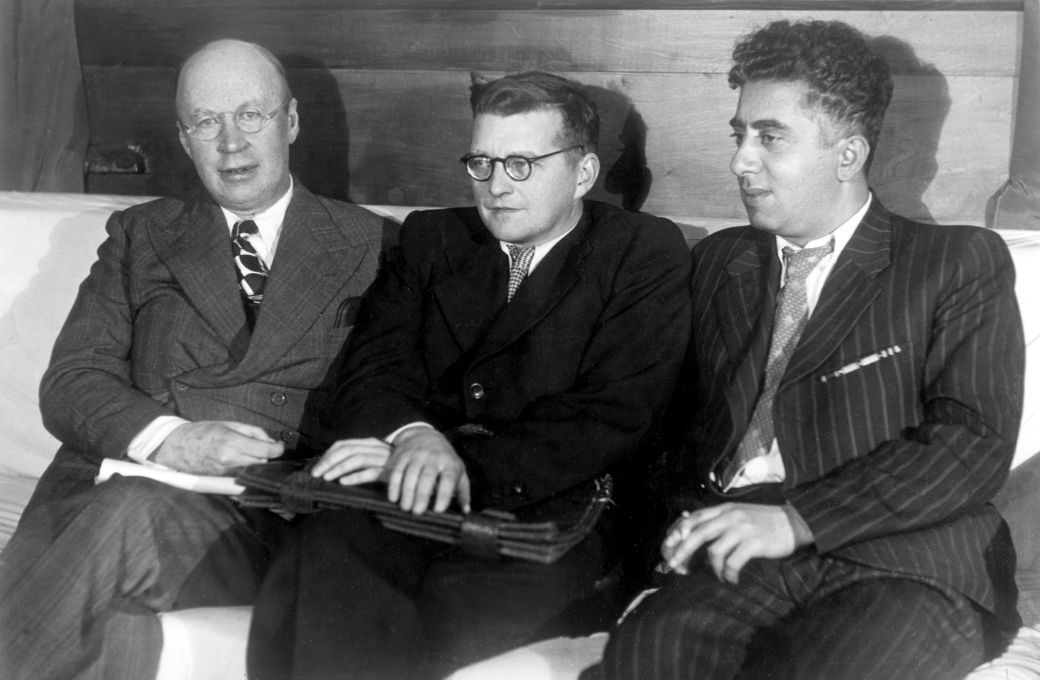 Sergei Prokofiev with Dmitri Shostakovich and Aram Khachaturian &copy; Public domain