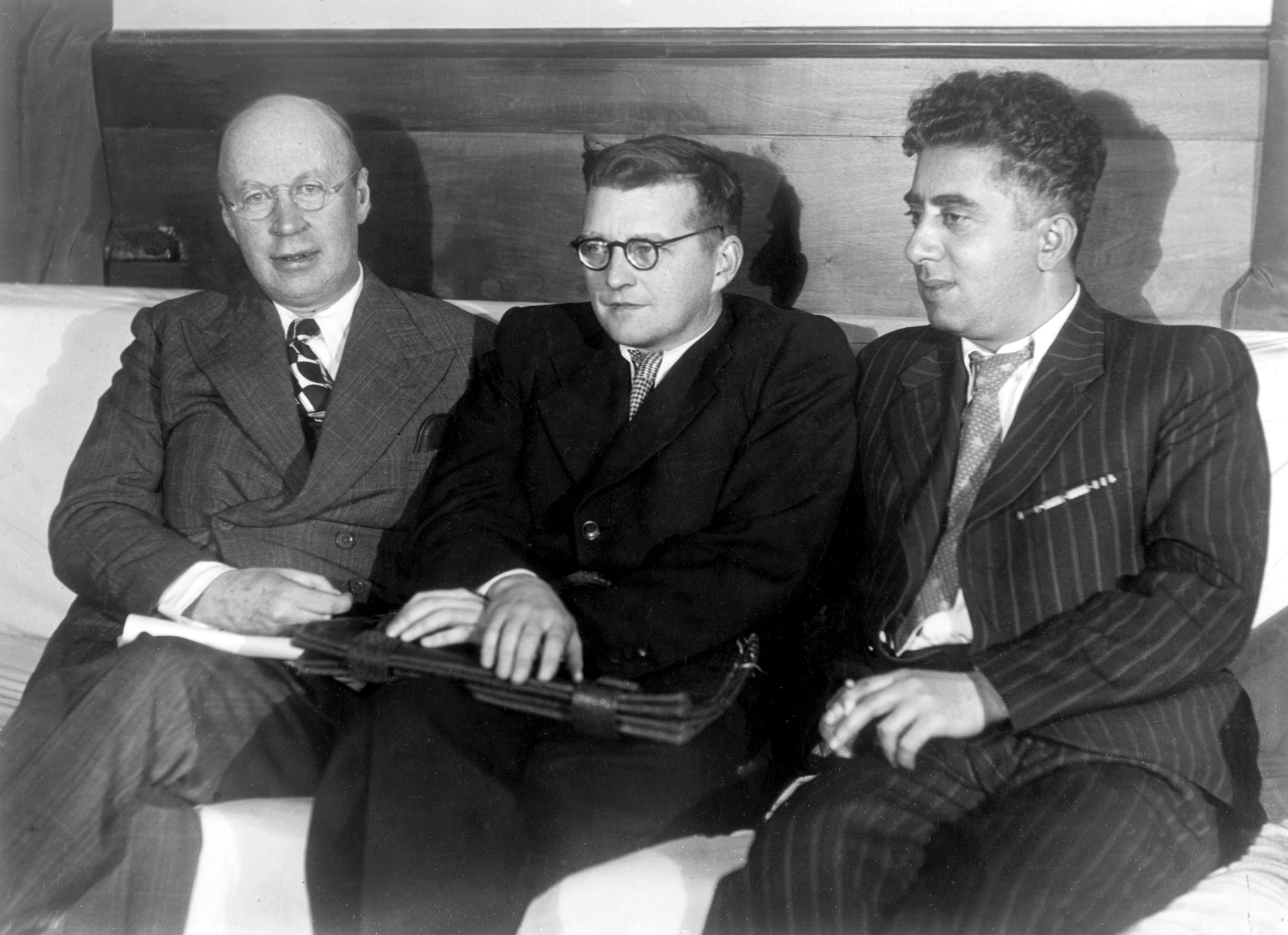Sergei Prokofiev with Dmitri Shostakovich and Aram Khachaturian &copy; Public domain