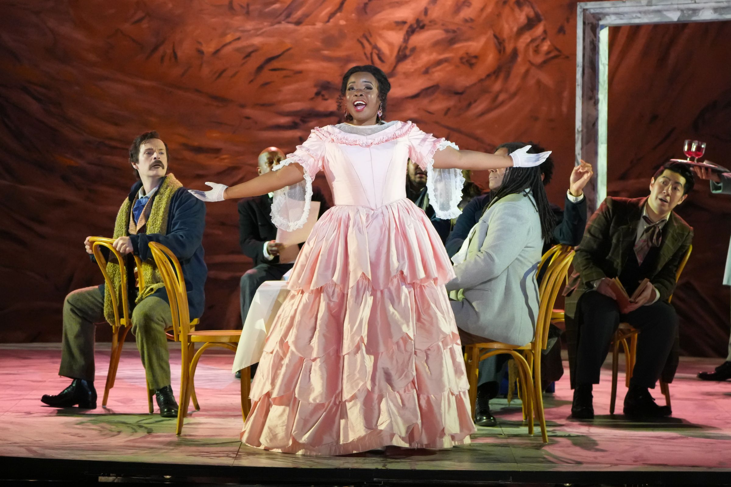 Melissa Joseph (Musetta) and ensemble &copy; Steven Pisano