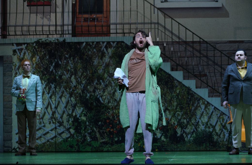 Edgardo Rocha (Don Narciso), Florian Sempey (Prosdocimo) y Misha Kiria (Don Geronio) &copy; Javier del Real | Teatro Real