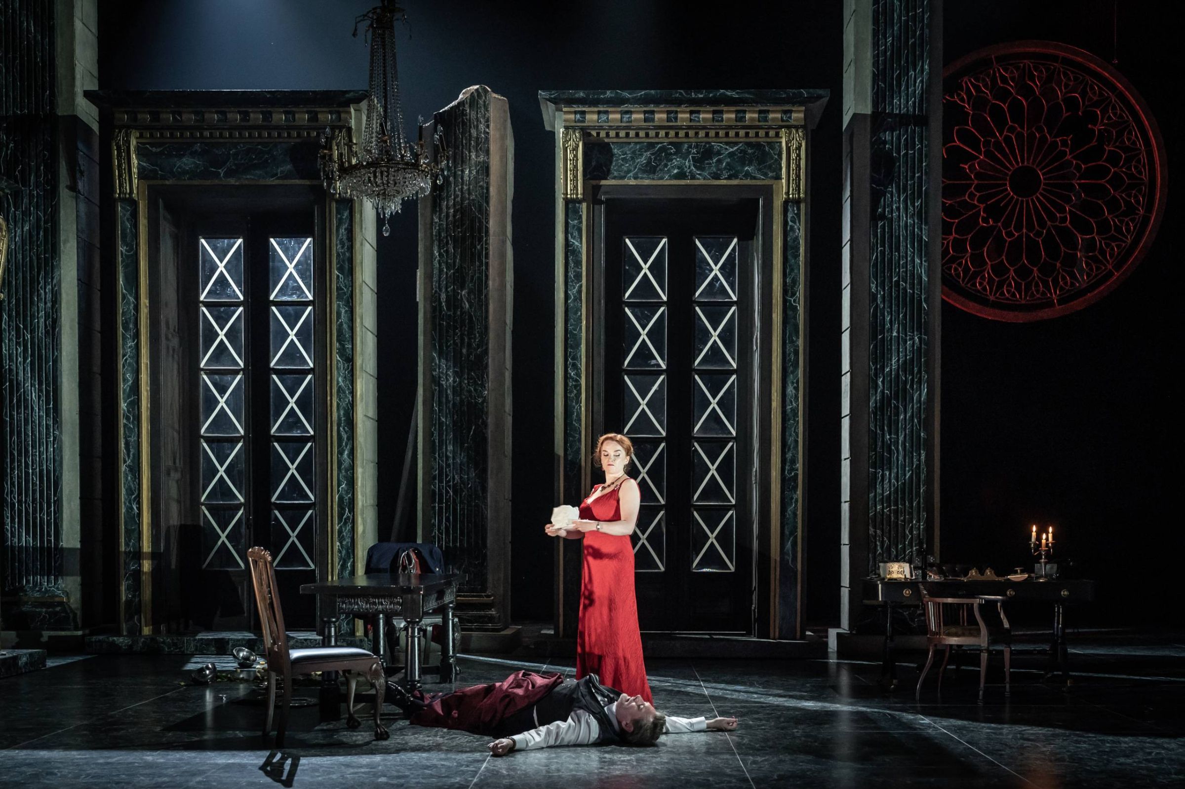 Izabela Matula (Tosca) and Brett Polegato (Scarpia) &copy; Marc Brenner