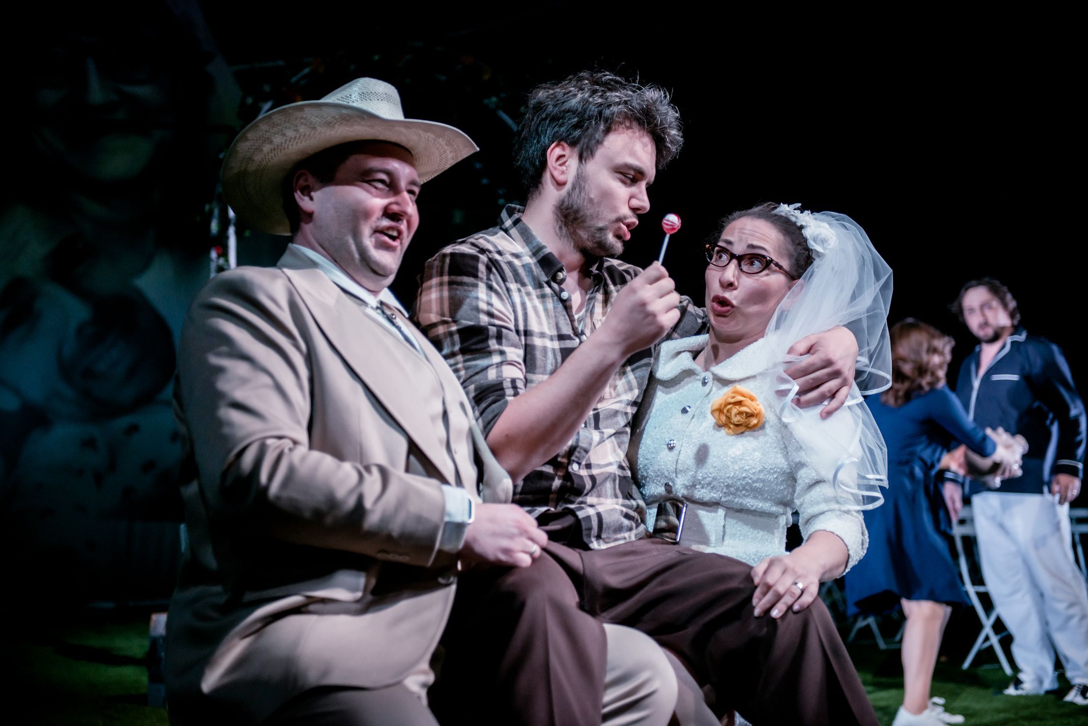 Tomáš Šelc (Bartolo), Lukáš Bařák (Figaro) and Kateřina Jalovcová (Marcellina) &copy; Ilona Sochorová
