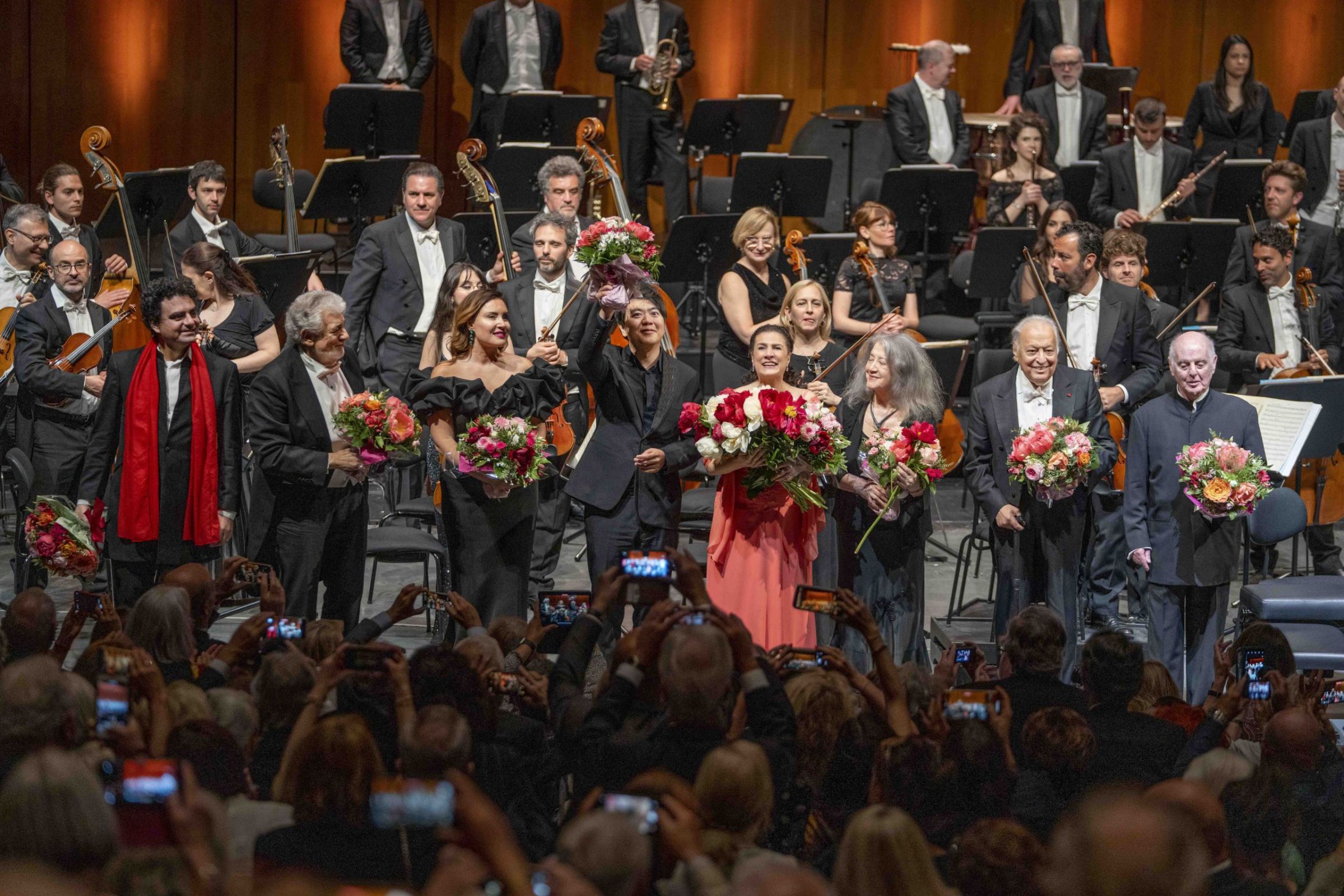 Zubin Mehta (second from the right) at the Hommage Daniel Barenboim © Salzburger Festspiele | Marco Borrelli