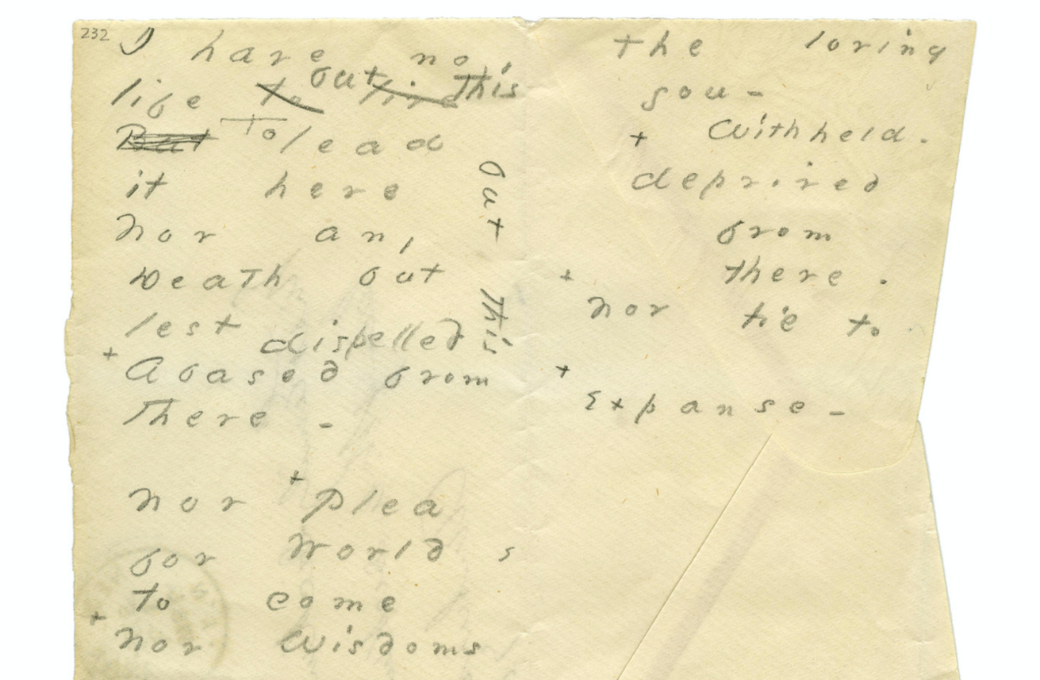 Emily Dickinson&rsquo;s &ldquo;I have no life but this&rdquo;, c. 1846 &copy; Public Domain | Amherst College MS 232