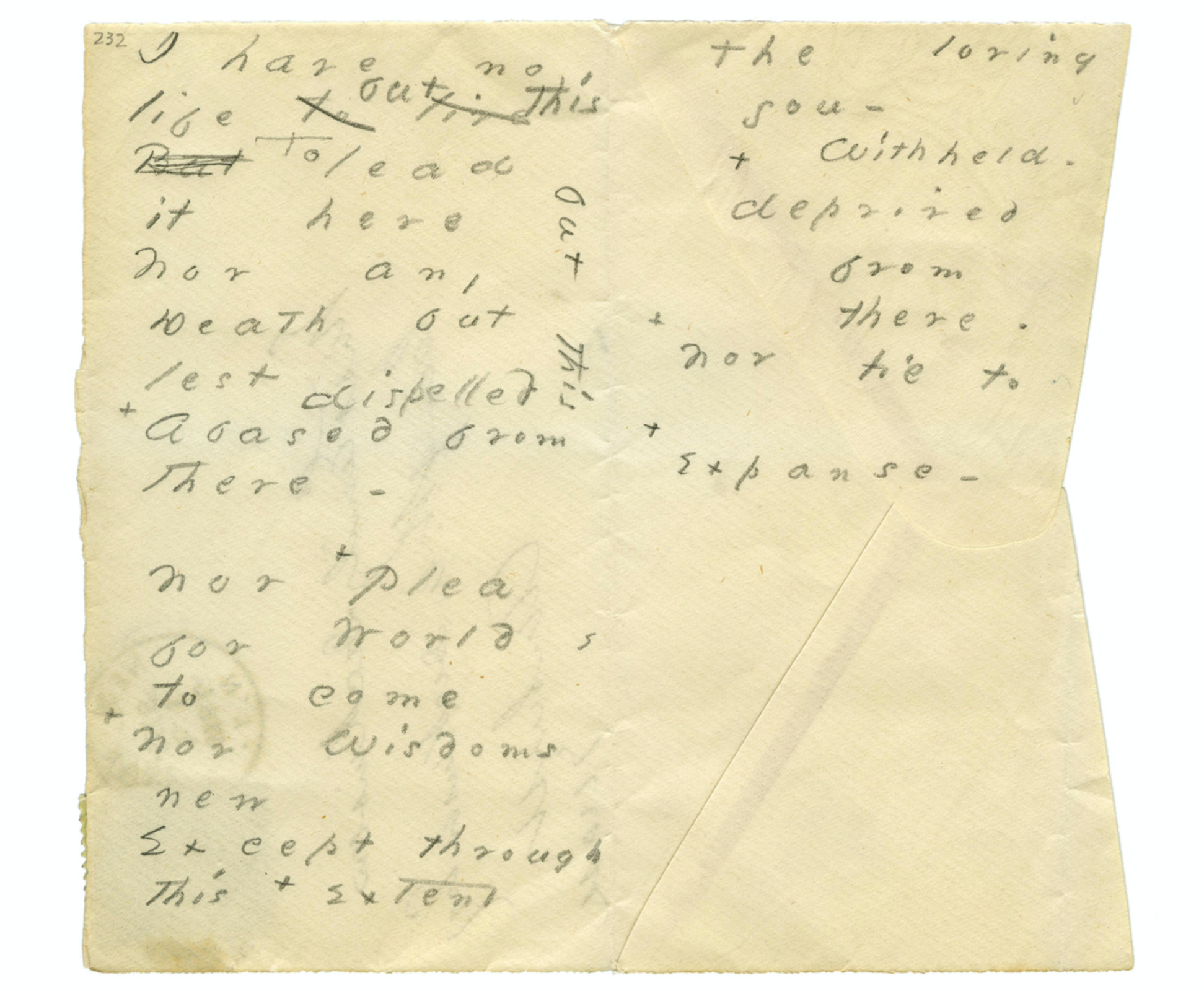 Emily Dickinson’s “I have no life but this”, c. 1846 &copy; Public Domain | Amherst College MS 232