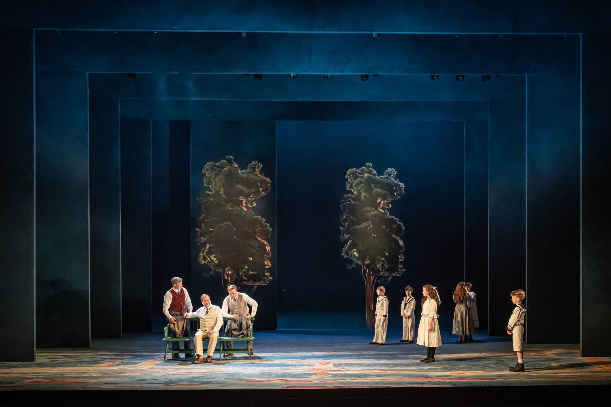 Robin Horgan (Schmidt), Alan Ewing (Le Bailli), Ross Cumming (Johann) an ensemble &copy; Marc Brenner