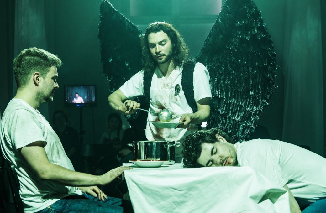 Jaka Mihelač (Thomas), Elmar Hauser (Michael) and Gabriel Rollinson (Matthias) &copy; Gianmarco Bresadola
