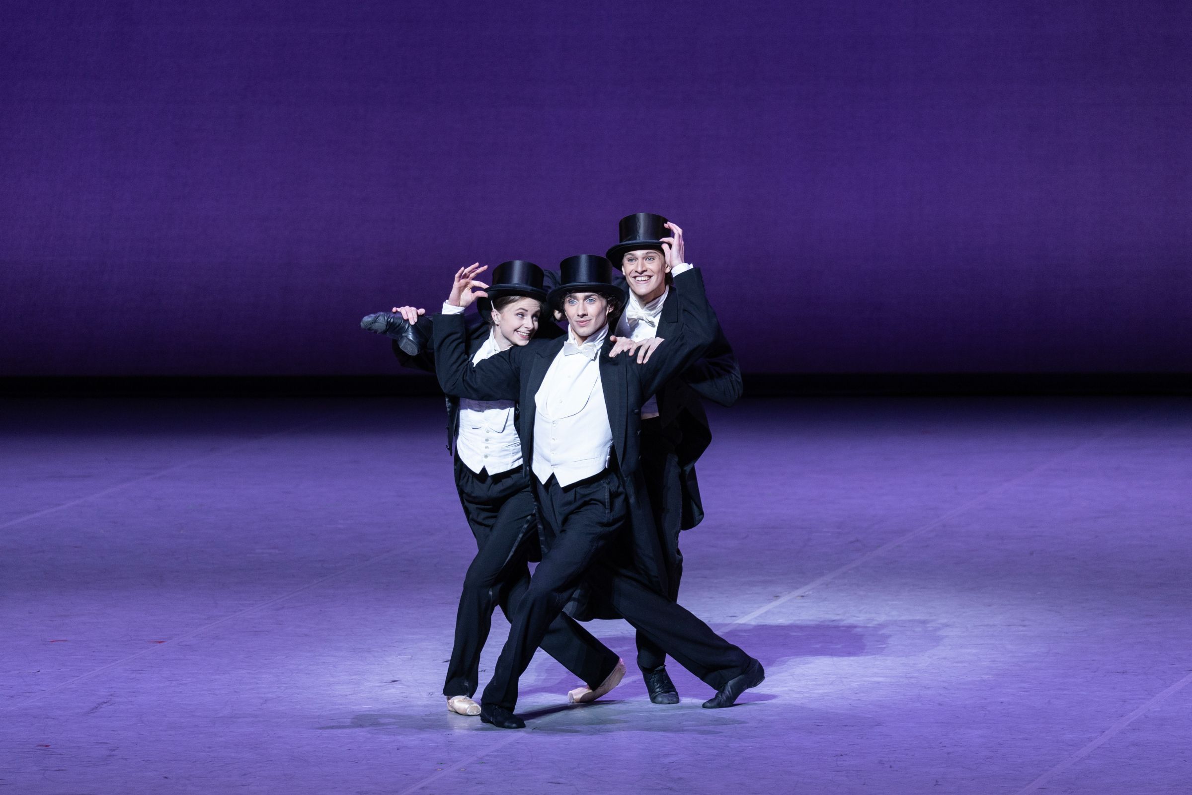 Ida Praetorius, Alessandro Frola and Jacopo Bellussi in Neumeier's <i>Pizzicato-Polka</i> &copy; Kiran West