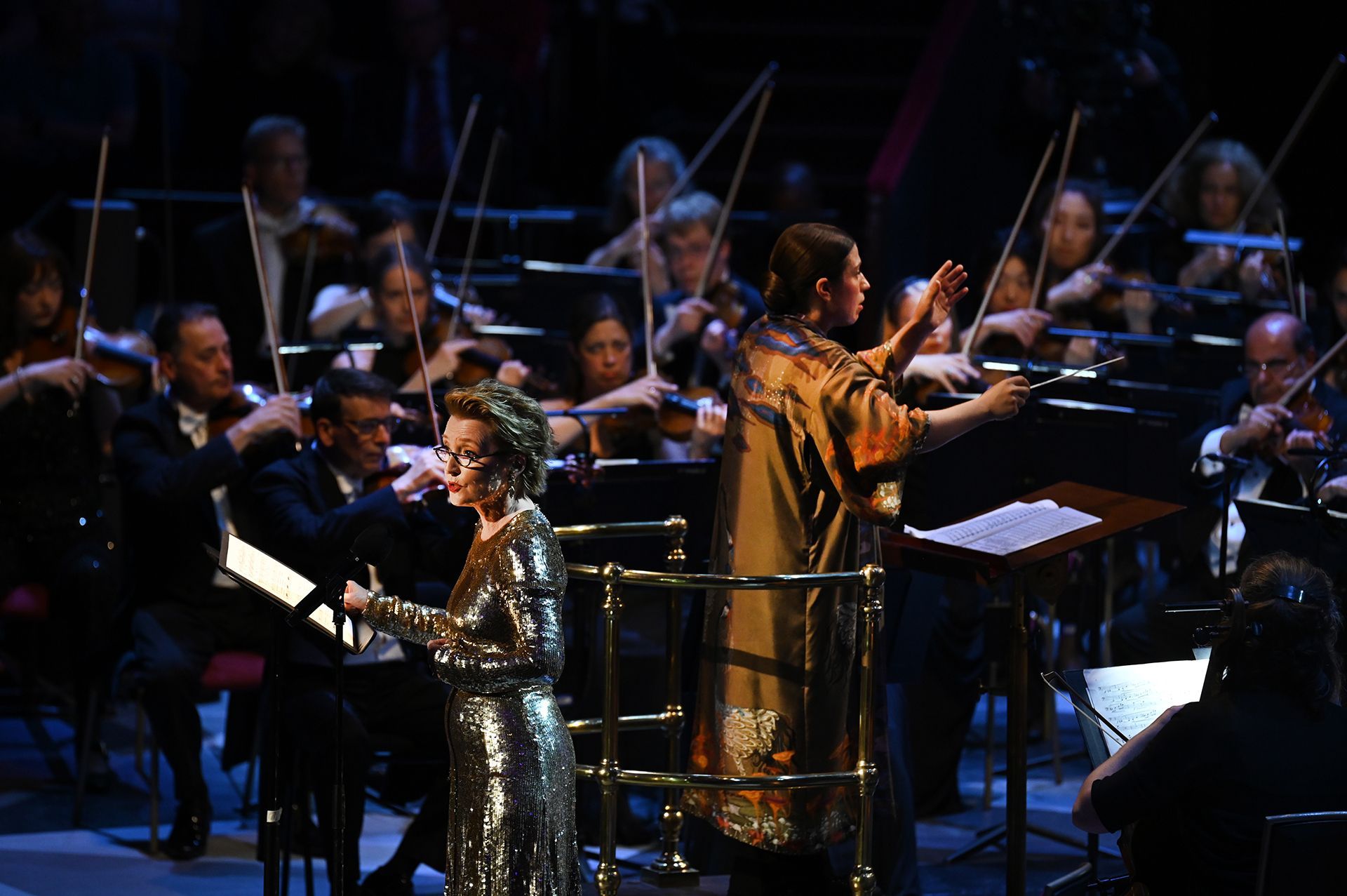 Lesley Manville, Dalia Stasevska and the BBC Symphony Orchestra &copy; BBC | Chris Christodoulou