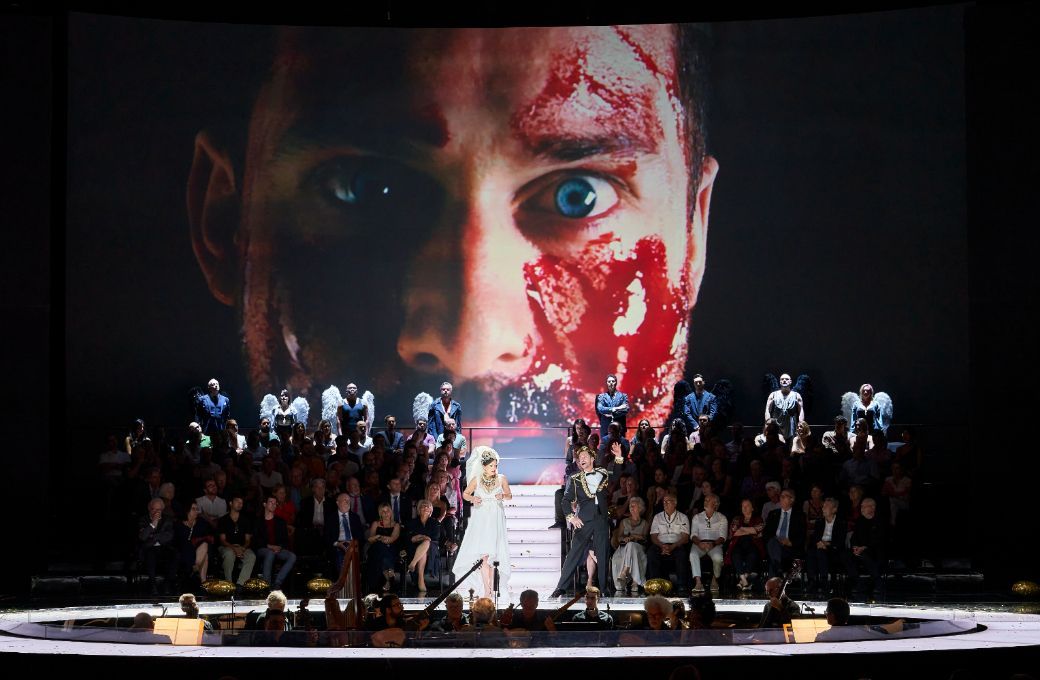 Julie Fuchs (Poppea), David Hansen (Nerone), Le Concert des Nations y público © Gran Teatre del Liceu