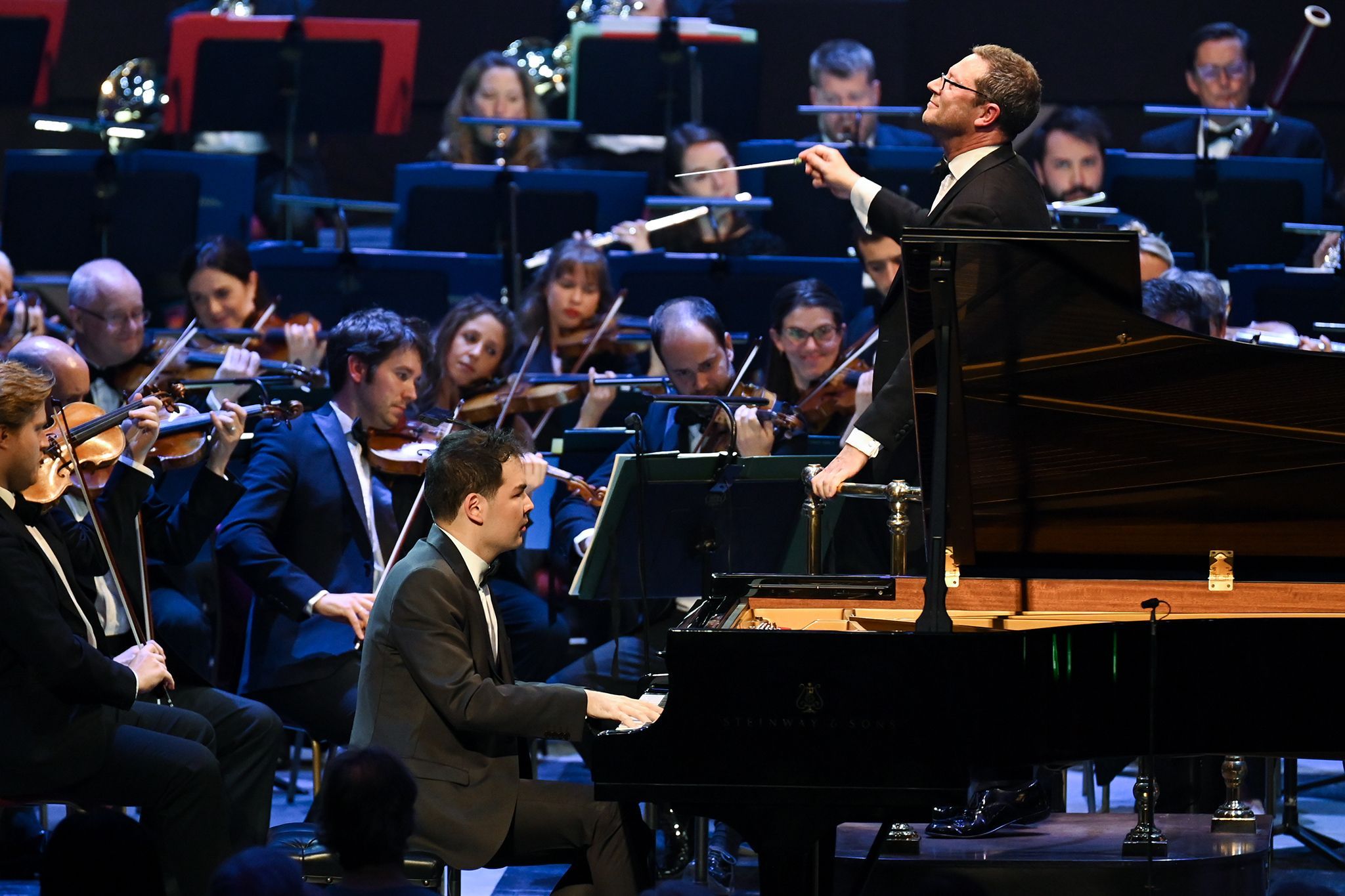 Alim Baisembayev, John Wilson and the Sinfonia of London © BBC Proms | Chris Christodoulou