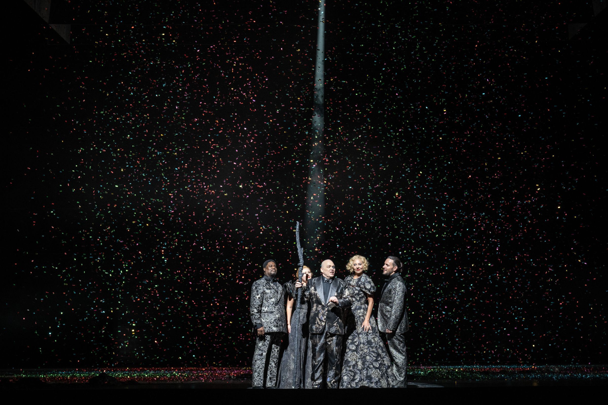 Rodrick Dixon, Kiandra Howarth, Christopher Maltman, Marina Prudenskaya and Kostas Smoriginas (Gods) © ROH | Monika Rittershaus