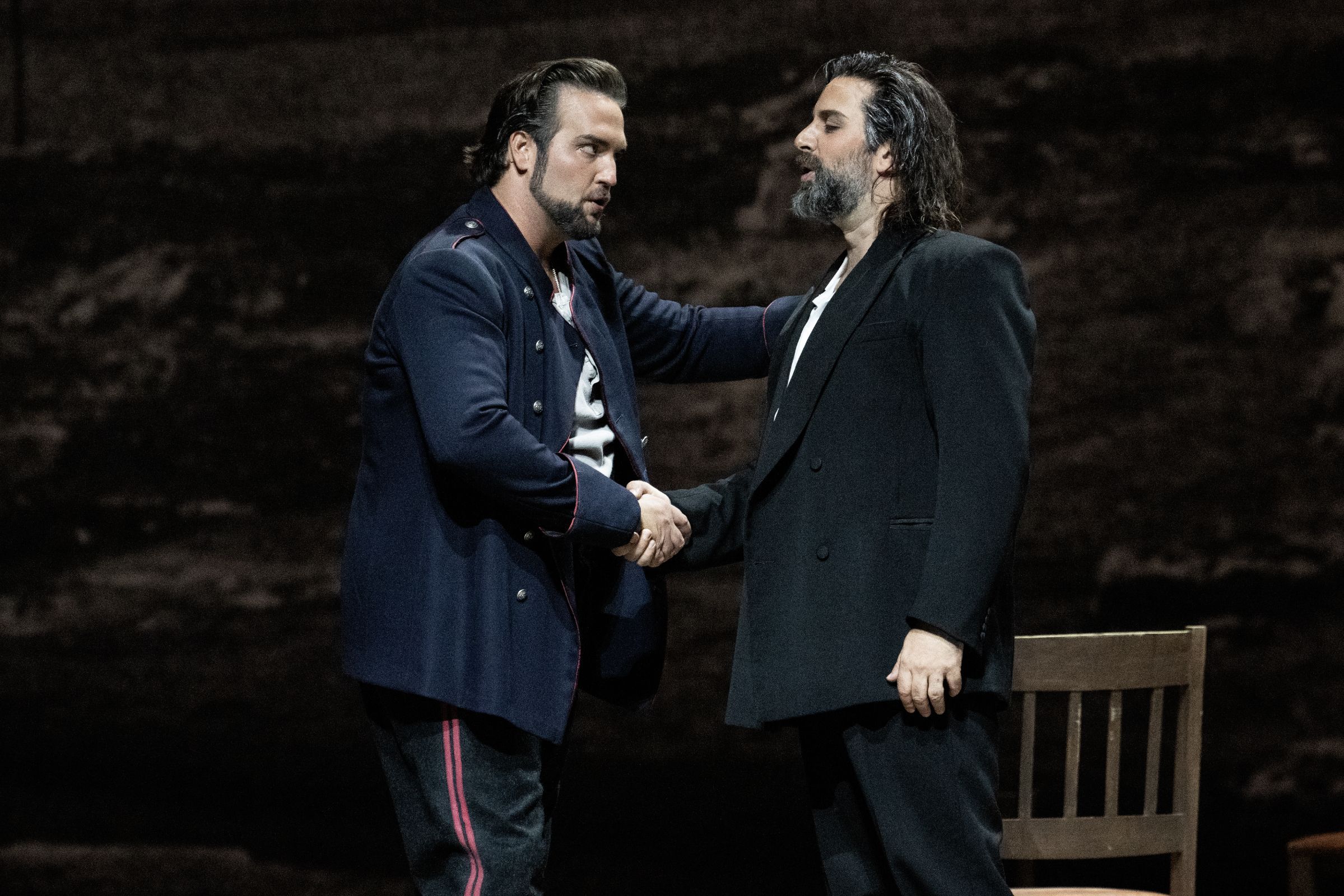 Brian Jagde (Don Alvaro) and Étienne Dupuis (Don Carlo) © ROH | Camilla Greenwell